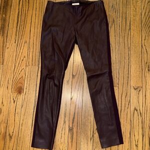 Akris Punto Women's Lamb Leather Front Side Zip Leggings Hot Pants Size 8 Brown